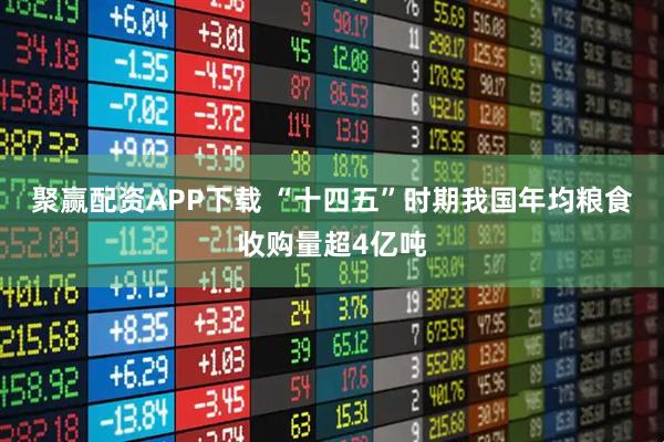 聚赢配资APP下载 “十四五”时期我国年均粮食收购量超4亿吨